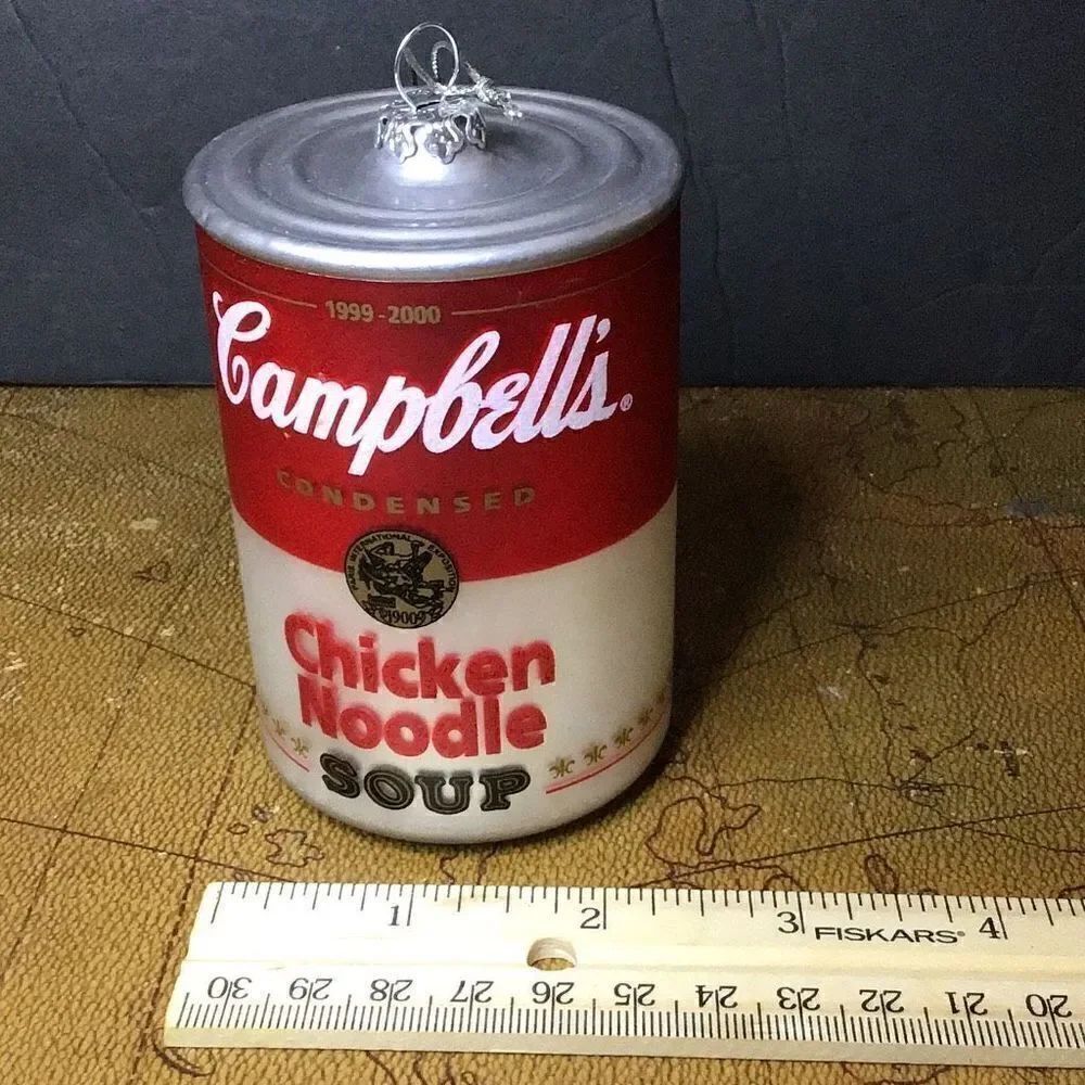 Ornament, vintage glass, Campbell Soup ornament